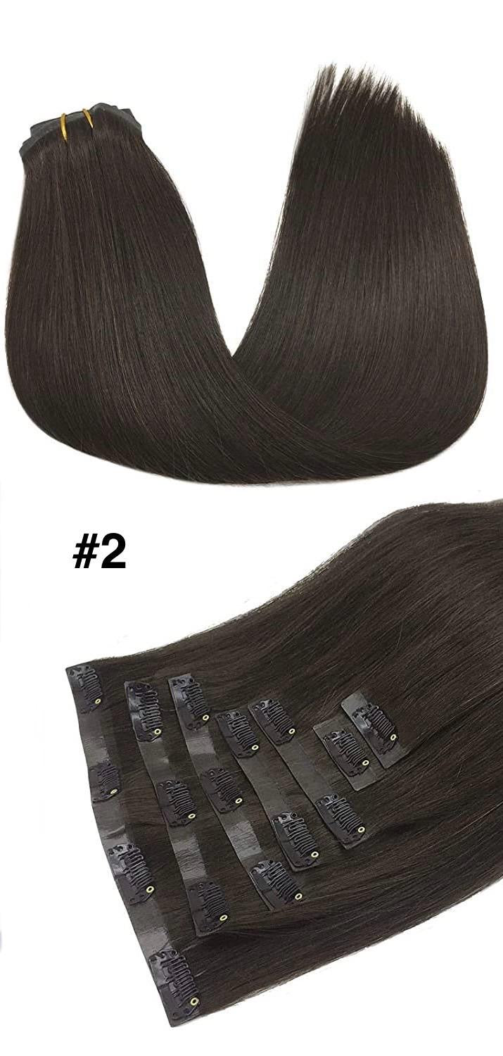 Color #2- STRAIGHT " PU Seamless" Clip In Extensions