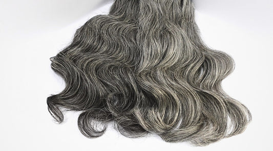 Gray salt-and-pepper Sundari HD lace wig hair