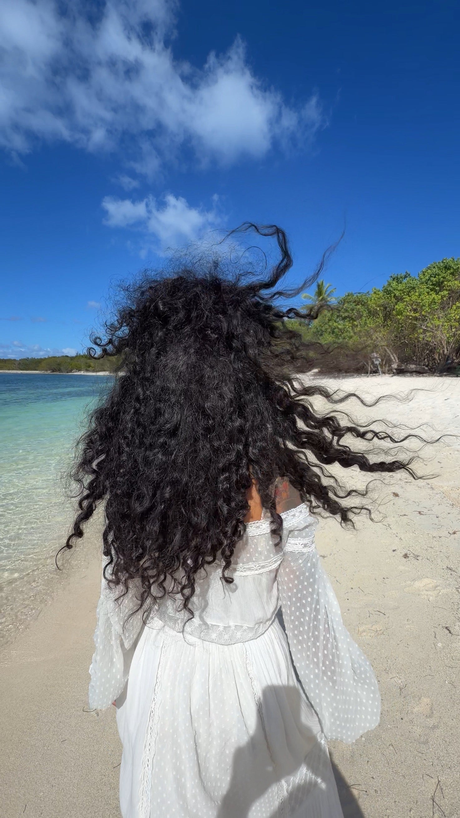 S. Riviere raw single donor hair worn through St. Thomas saltwater and sun